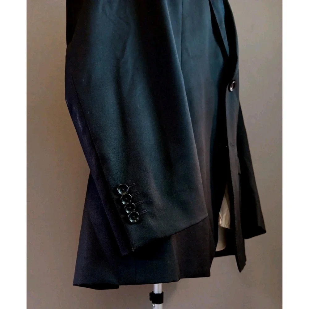 Z Zegna Mens Black 100% Wool Blazer Sport Coat 58R Luxury Designer Jacket